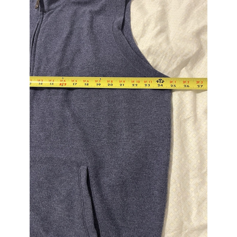 Peter Millar Vest Mens XL Blue Fleece Collared Full Zip Pockets Cotton - Picture 4 of 7